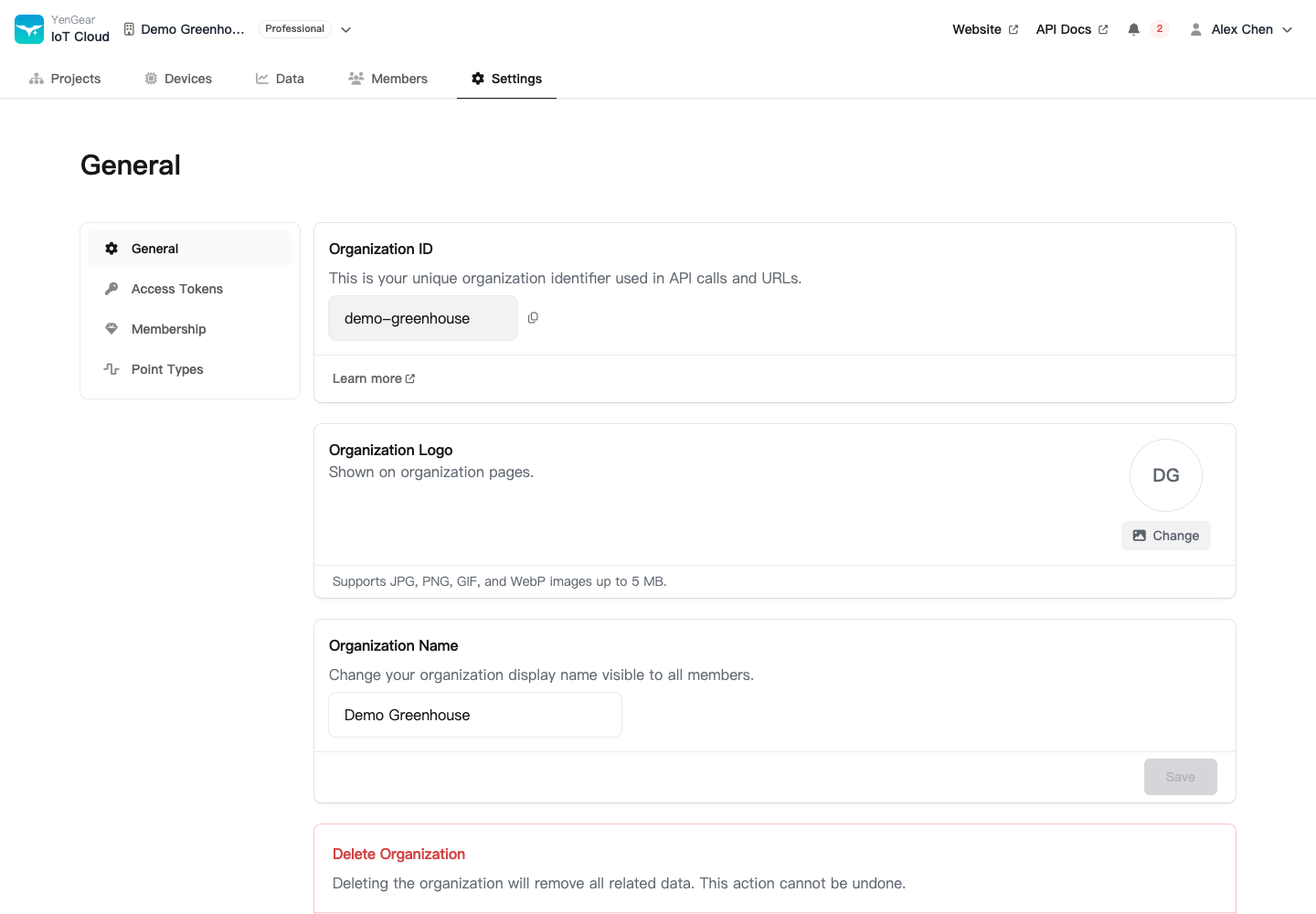 Organization basic settings