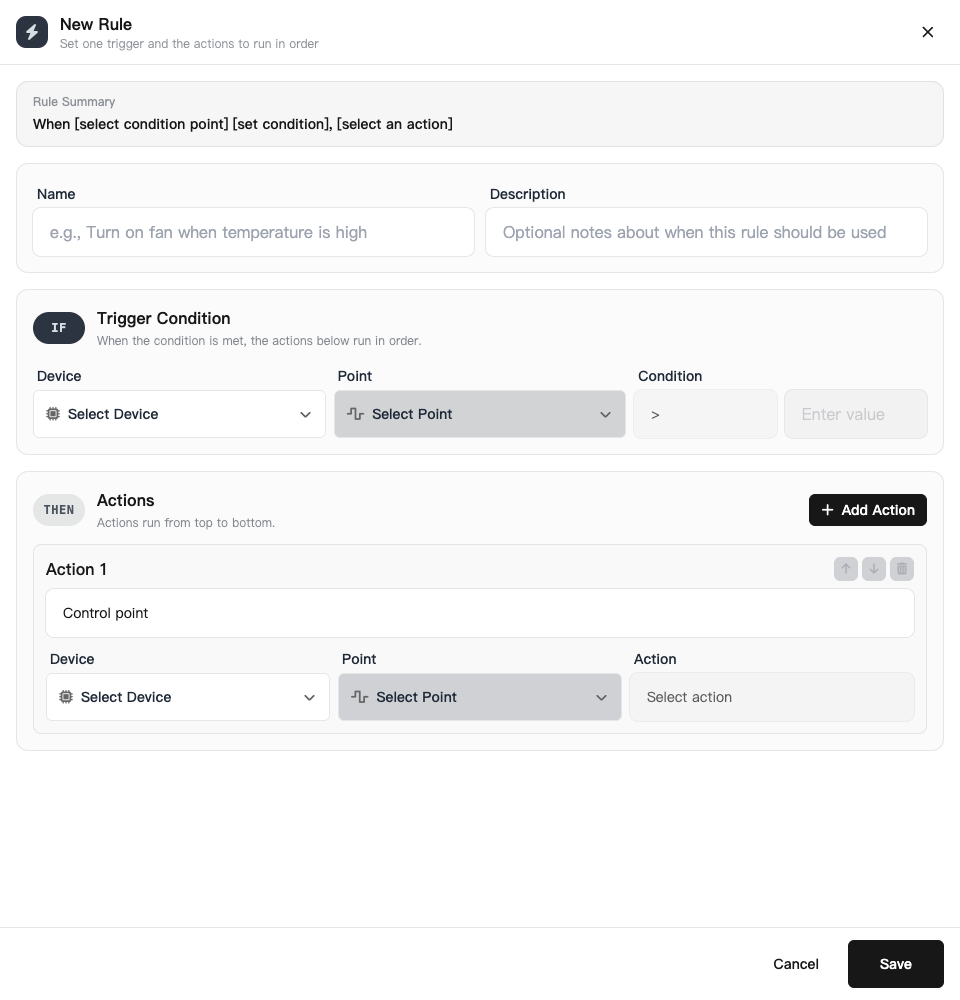 Automation rule condition and ordered actions